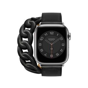 Apple Watch Hermès - 41mm Noir Swift Leather Gourmette Double Tour Noir Band